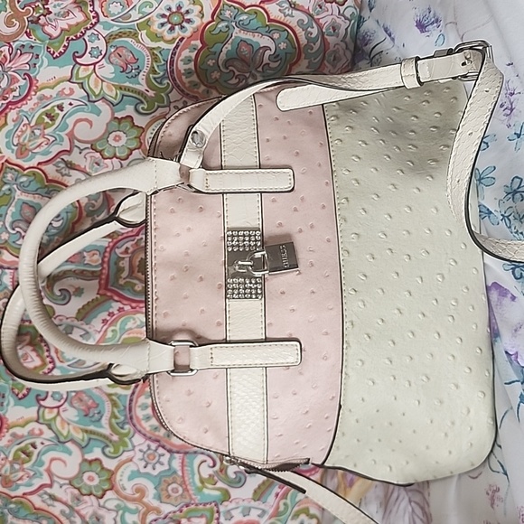 Pink and Cream Guess purse - Picture 1 of 8